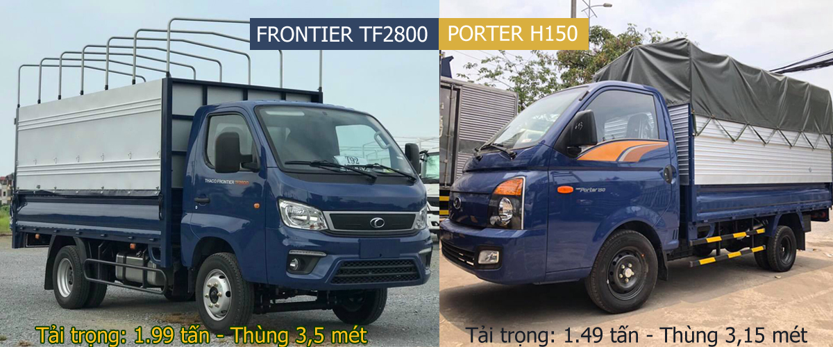 so sánh xe tải tf2800, kia k200, hyundai porter h150