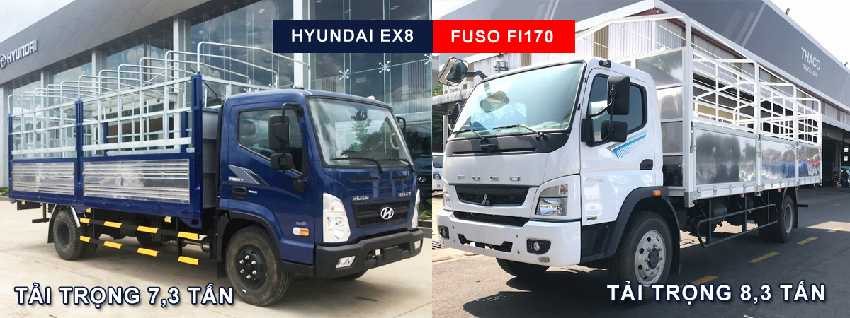 So sánh Hyundai 8 tấn và Fuso 8 tấn