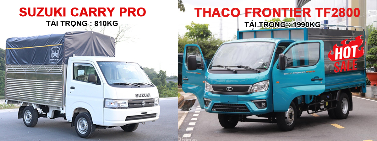 So sánh xe tải nhỏ Suzuki Carry Pro và Thaco 1.99 tấn Frontier TF2800