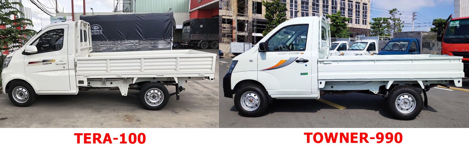 So sánh xe tải 1 tấn Tera100 và Towner990
