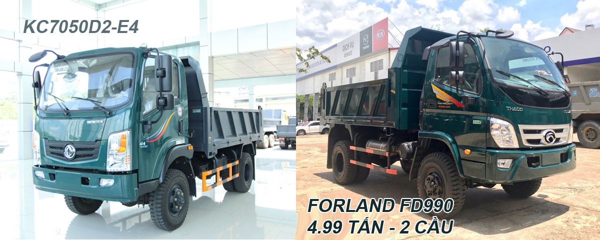 So sánh xe ben 5 tấn 2 cầu Cửu Long TMT và Thaco Forland FD990