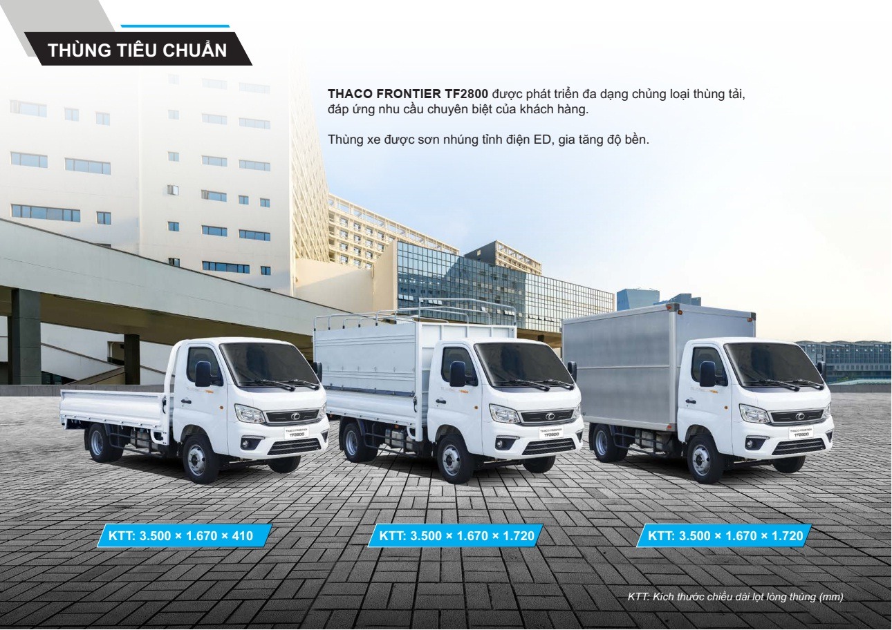 xe tải tf2800 thùng mui bạt, thùng kín, thùng lửng