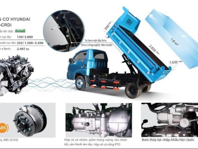 Xe ben KIA K250B 2 tấn 2 khối