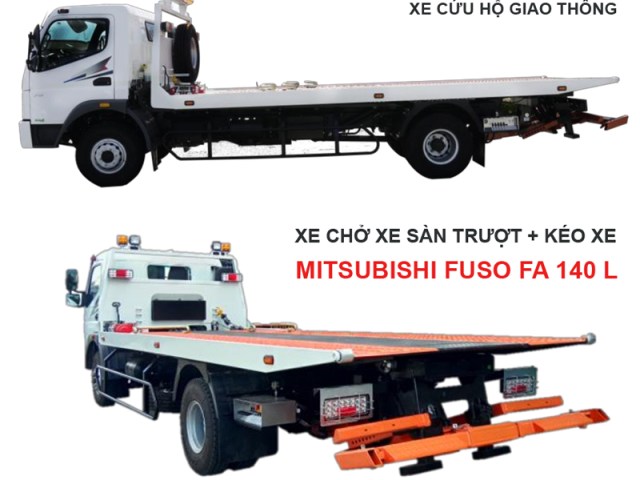 Xe chở xe kéo xe sàn trượt 5 tấn sàn 5m6 - Fuso FA 140 L