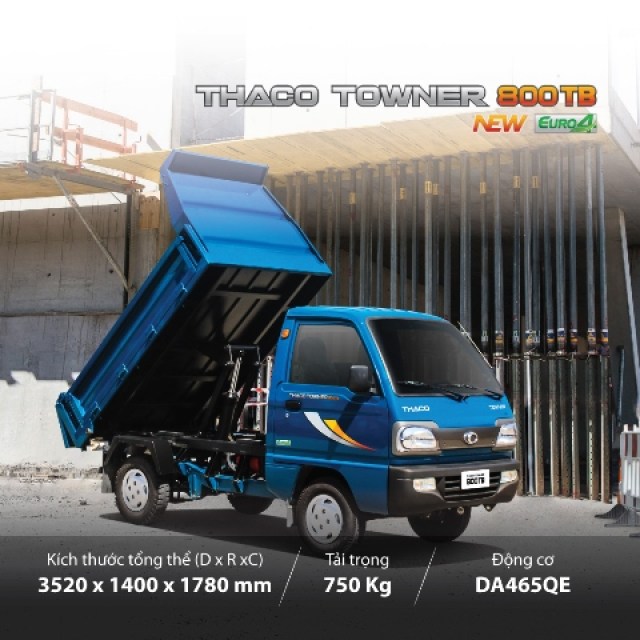 Xe ben Towner 800 - 750kg - 0.9 khối